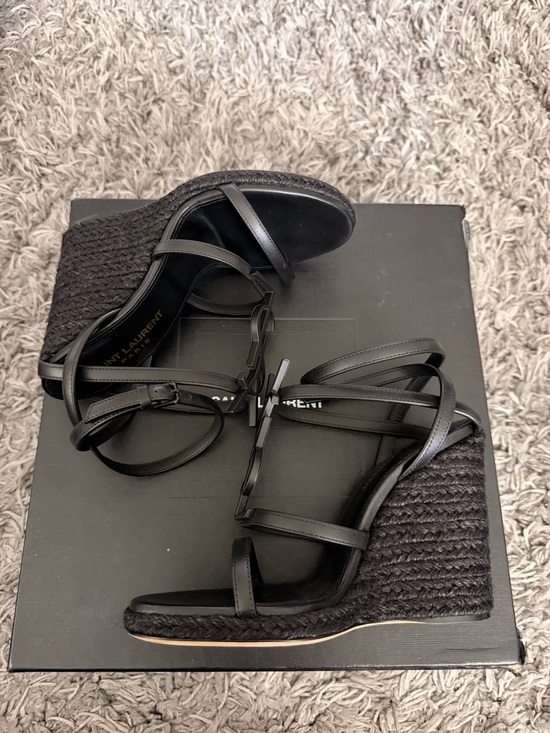 Saint Laurent Cassandra Espadrille Wedge in Black size 35 US 5 main image 1